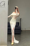 SWAYING/KNIT Japanese paper furry maxi skirt SW22SSB22 white